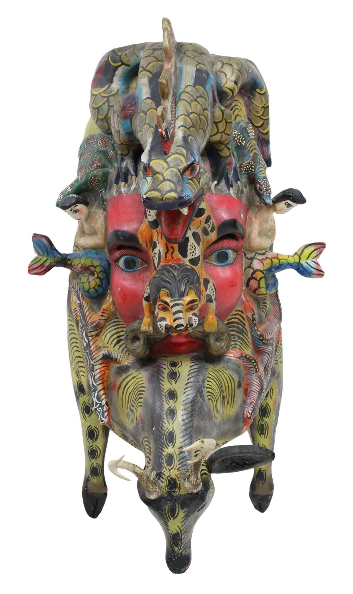 LARGE MEXICO CARVED CEREMONIAL MASK, 39.5"L (1 of 4)