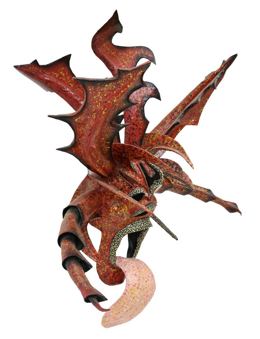 PUERTO RICAN PAPIER-MACHE VEJIGANTE MASK, 46.5"L: Puerto Rican Vejigante careta carnival mask, signed interior Fernando Perez (Fernando Luis Perez, Ponce, Puerto Rico), dated 2000, polychrome papier-mache depiction of demonic folkloric character, rep