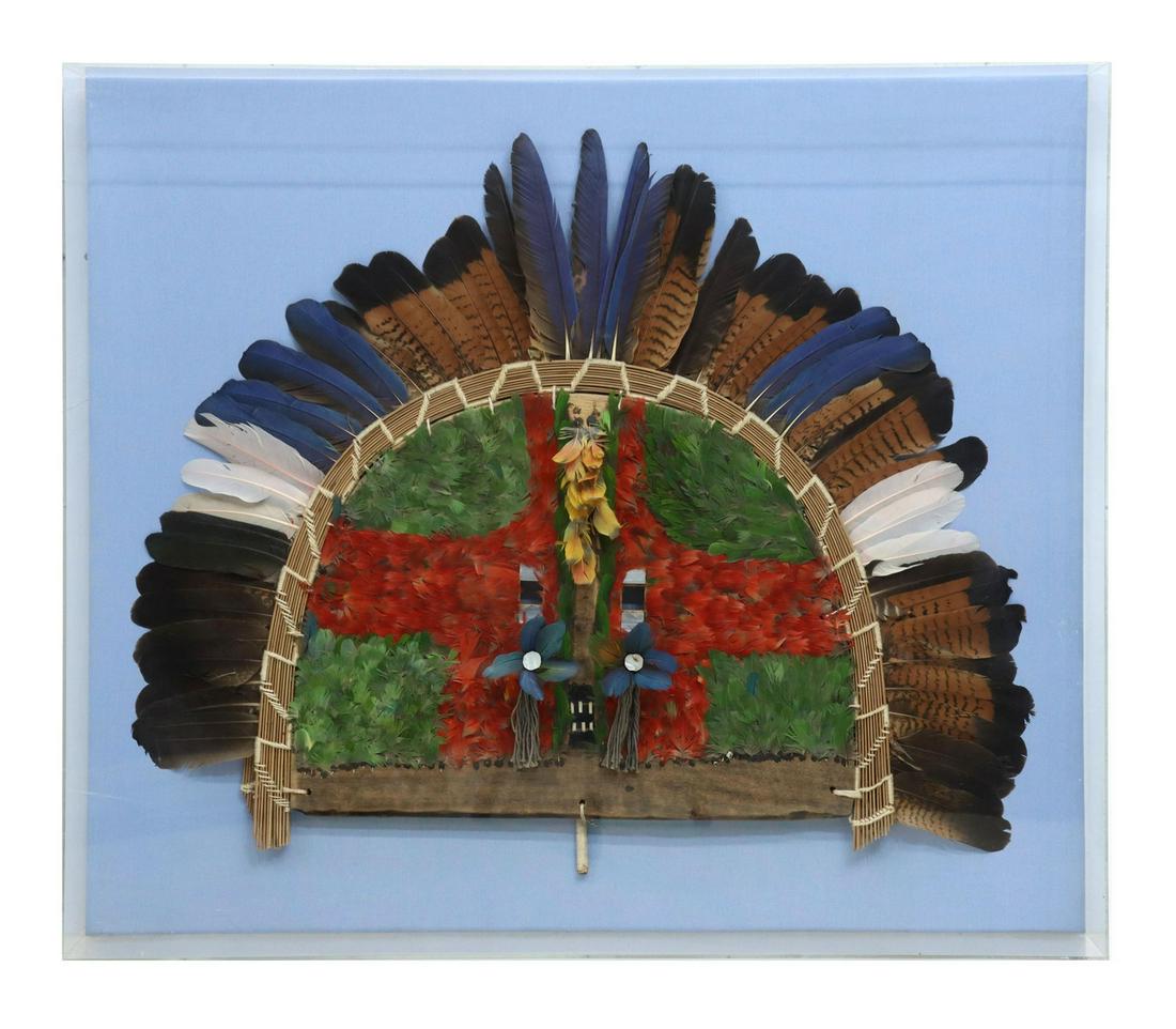 BRAZILIAN TAPIRAPE 'CARA GRANDE' FEATHER MASK (1 of 3)