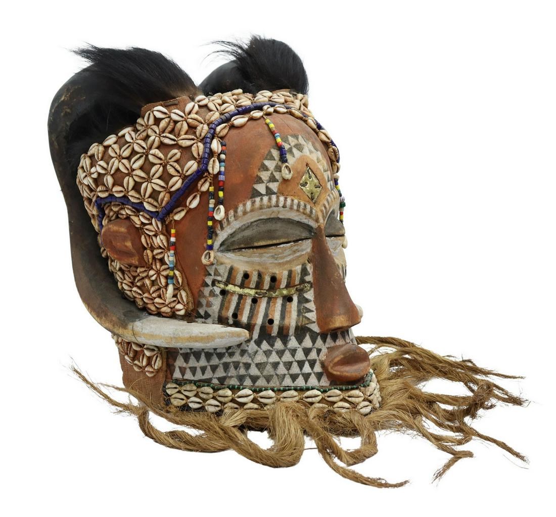 AFRICAN KUBA PEOPLE BWOOM HELMET MASK, 13.5"L (1 of 4)