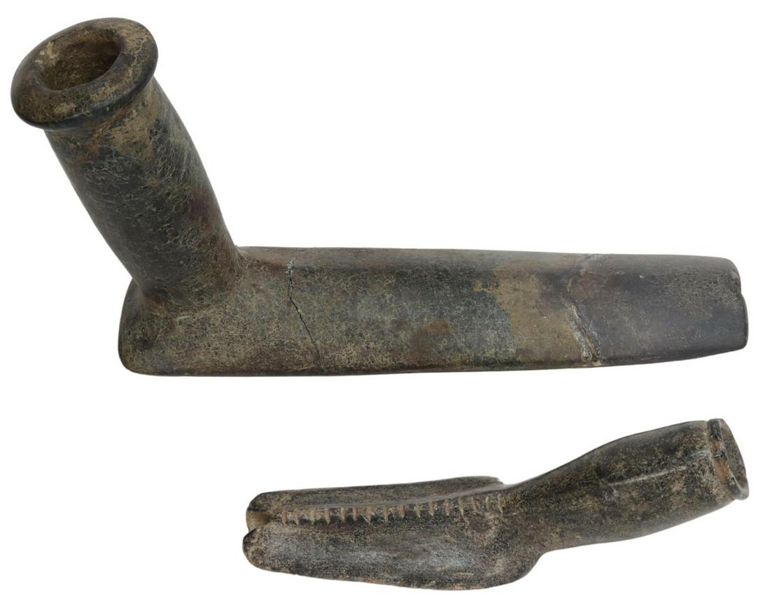 (2) NATIVE AMERICAN CEREMONIAL STEATITE PIPES (1 of 3)