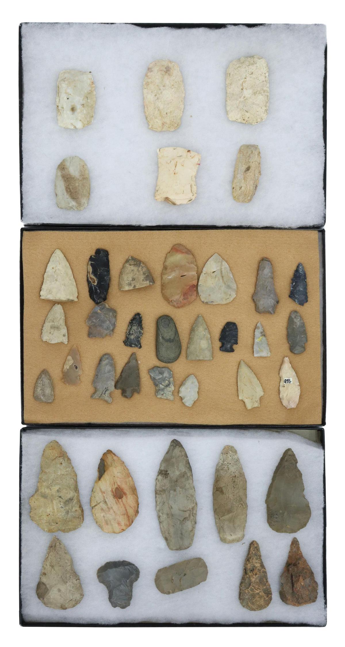 LOT) NATIVE AMERICAN ARTIFACTS ARROWHEADS & BLANKS (1 of 2)