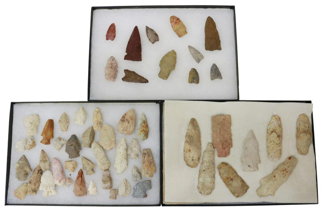 LOT) NATIVE AMERICAN ARTIFACTS ARROWHEADS & BLANKS (1 of 2)