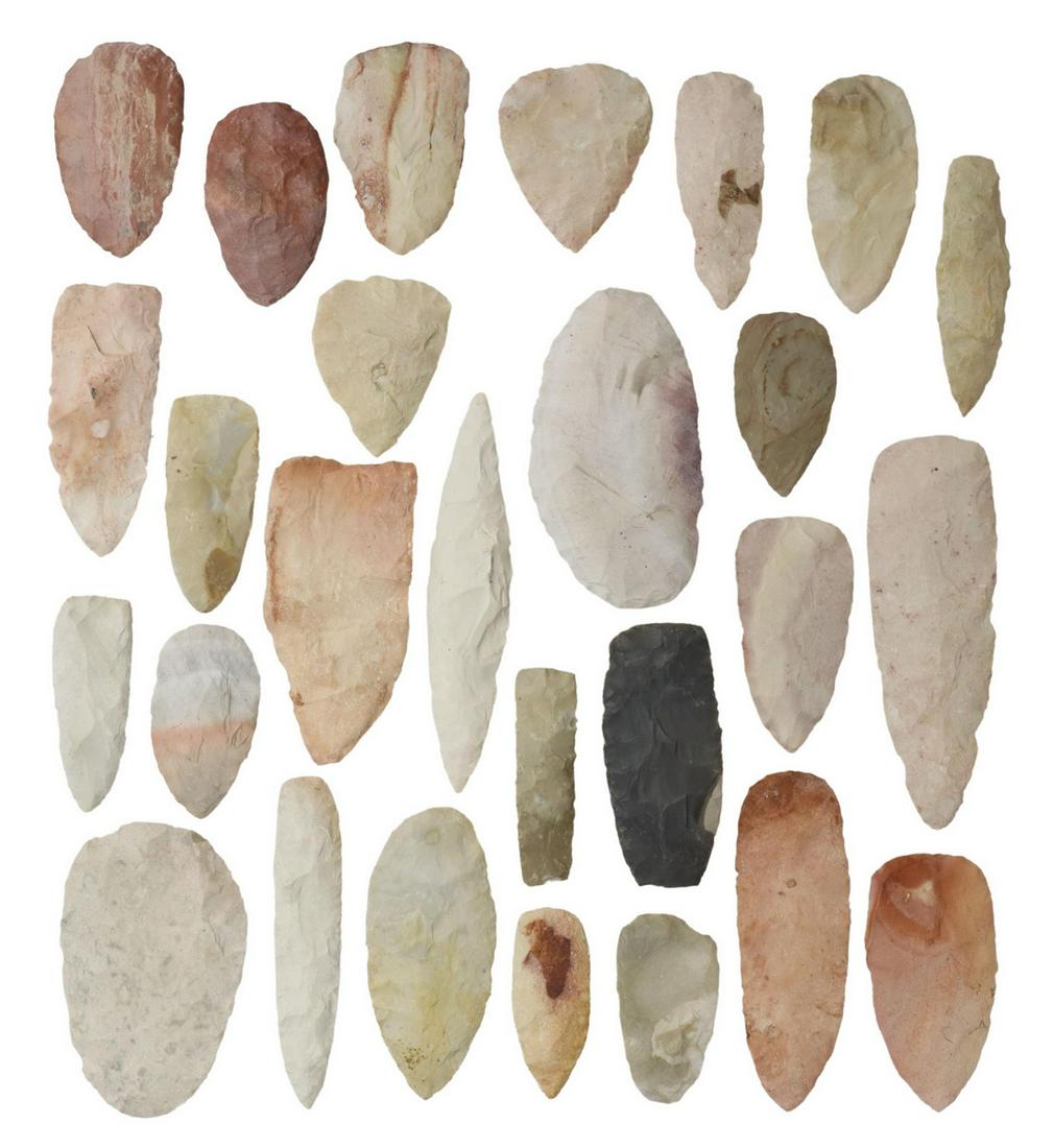 (27) NATIVE AMERICAN STONE ARROWHEAD, KNIFE BLANKS (1 of 2)