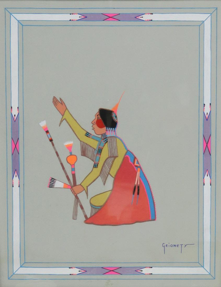 RON GEIONETY (B.1950) NATIVE AMERICAN GOUACHE (1 of 4)