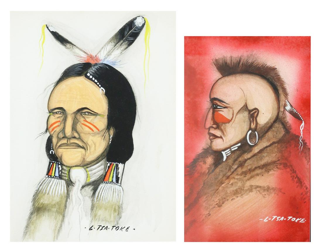 (2) LEE TSATOKE (D.1985) NATIVE AMERICAN PORTRAITS (1 of 8)