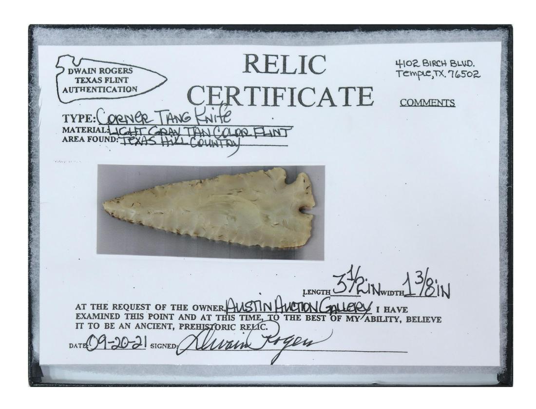 NATIVE AMERICAN CORNER TANG KNIFE, DWAIN ROGERS (1 of 3)