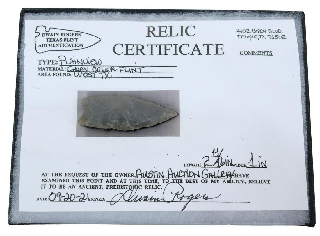 NATIVE AMERICAN PLAINVIEW POINT, DWAIN ROGERS (1 of 3)