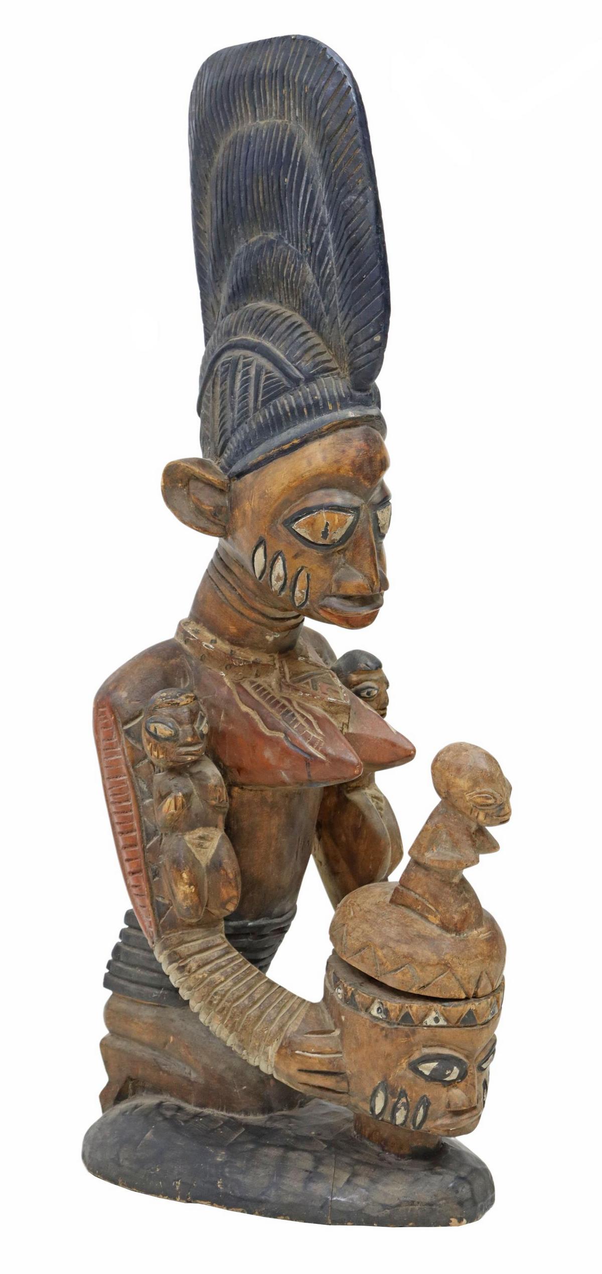 YORUBA PEOPLES FIGURAL OLUMEYE OFFERING BOWL (1 of 4)