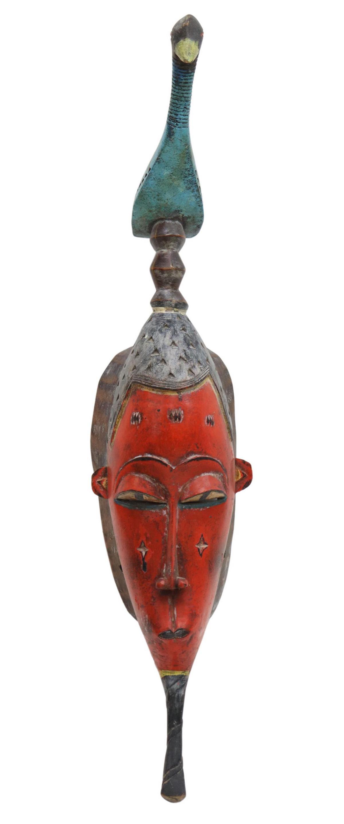 AFRICAN IVORY COAST GURO PEOPLES CARVED MASK (1 of 3)