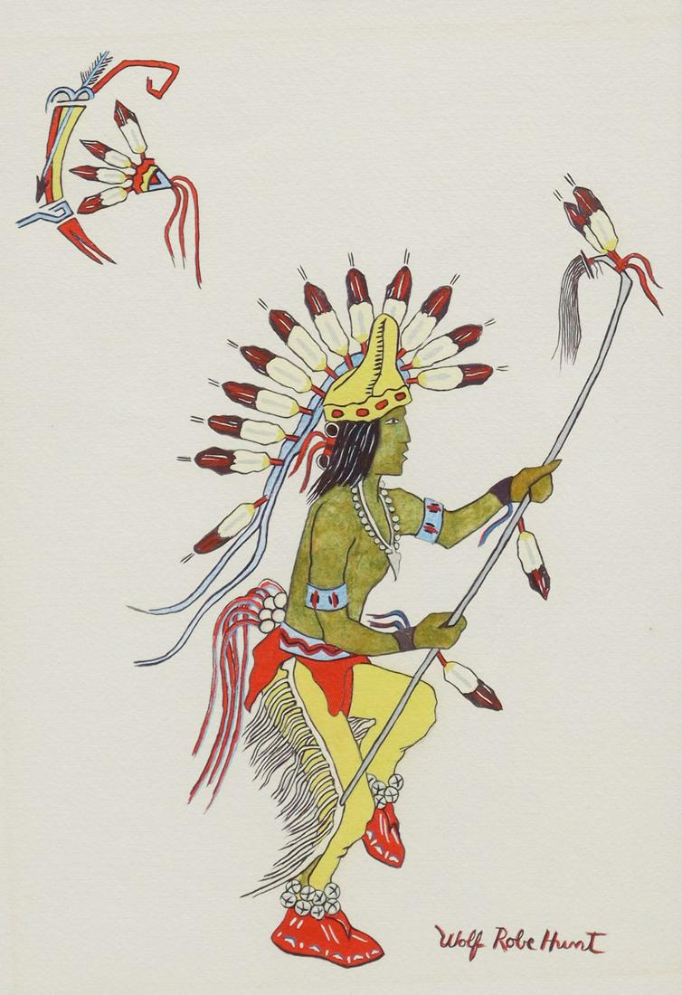 WOLF ROBE HUNT (ACOMA, 1905-1977) FEATHER DANCER (1 of 4)