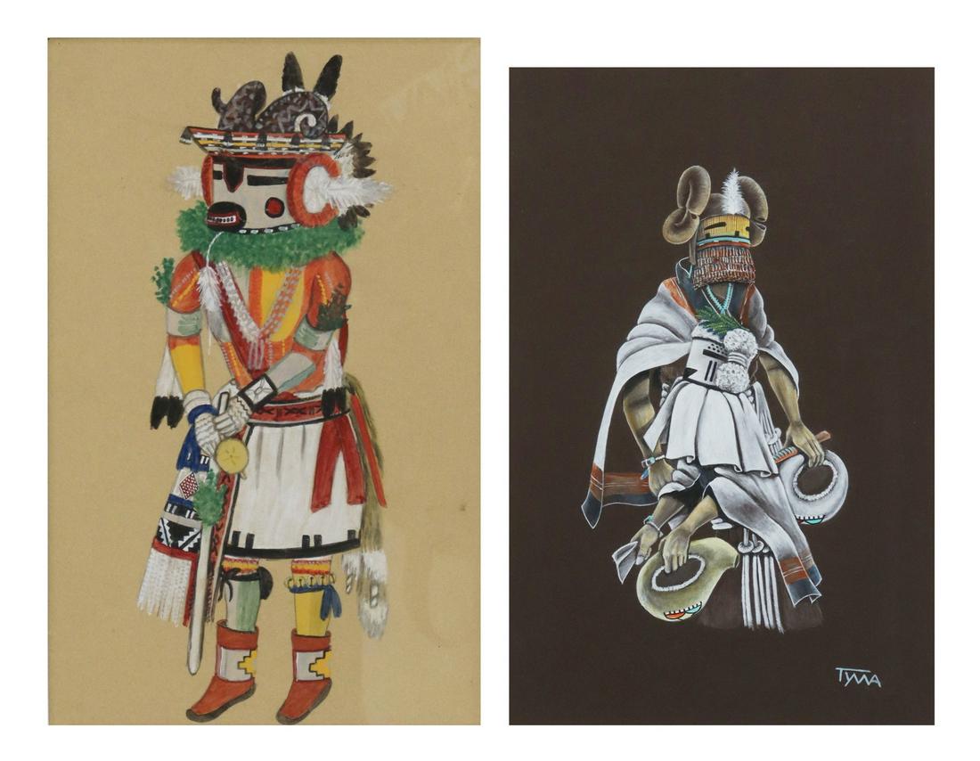 (2) FRAMED HOPI KACHINA GOUACHE PAINTINGS, TYMA (1 of 7)