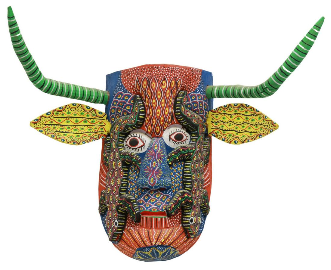 OCUMICHO MEXICO FOLK ART CARVED WOOD MASK (1 of 2)