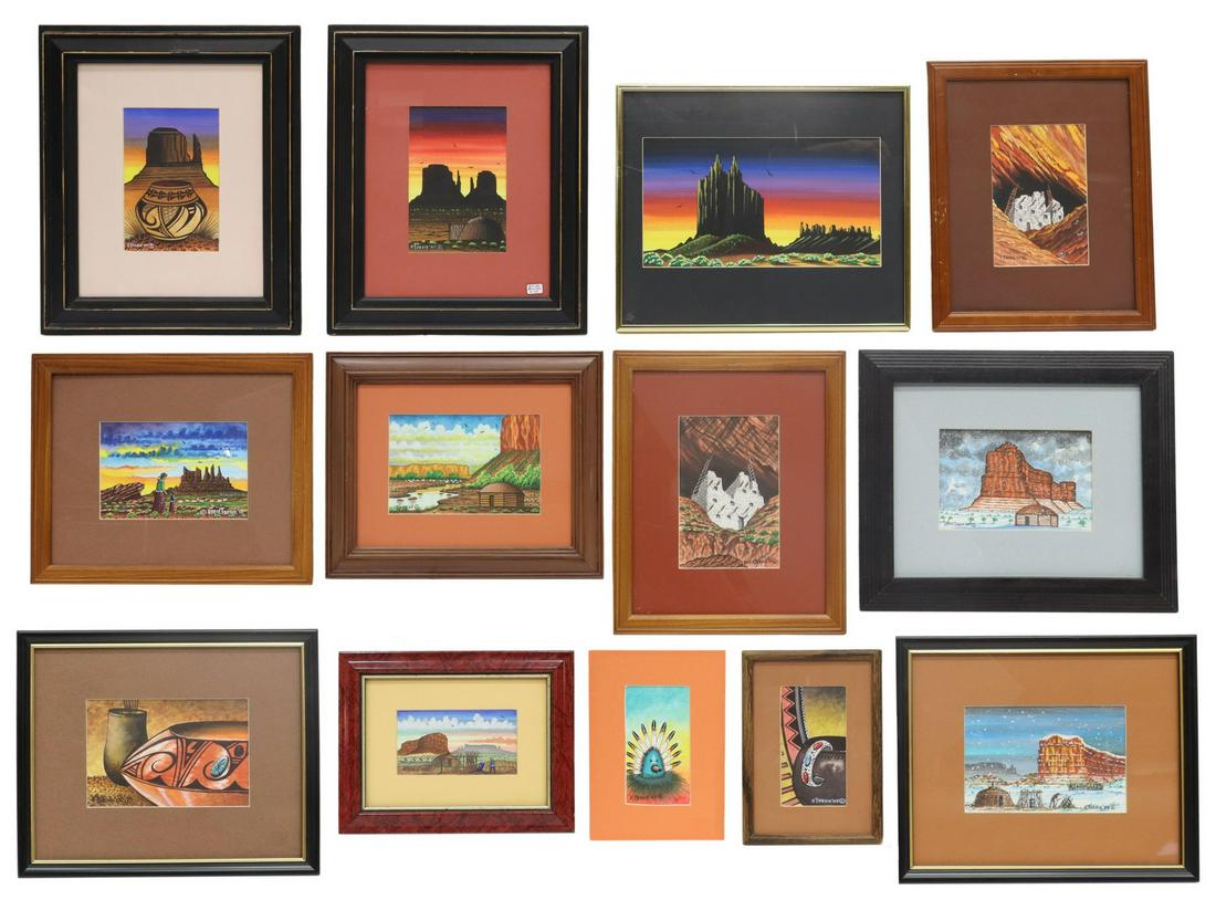 (13) EDDIE TSOSIE NAVAJO WATERCOLOR PAINTINGS (1 of 6)