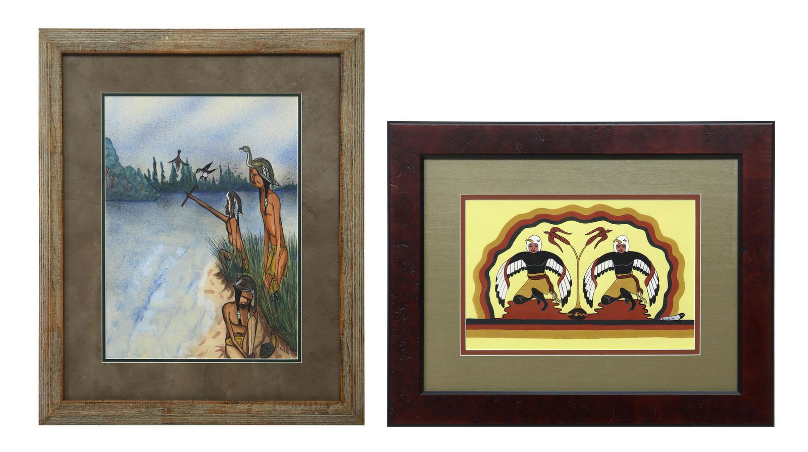 (2) SIGNED NATIVE AMERICAN PAINTINGS (1 of 6)