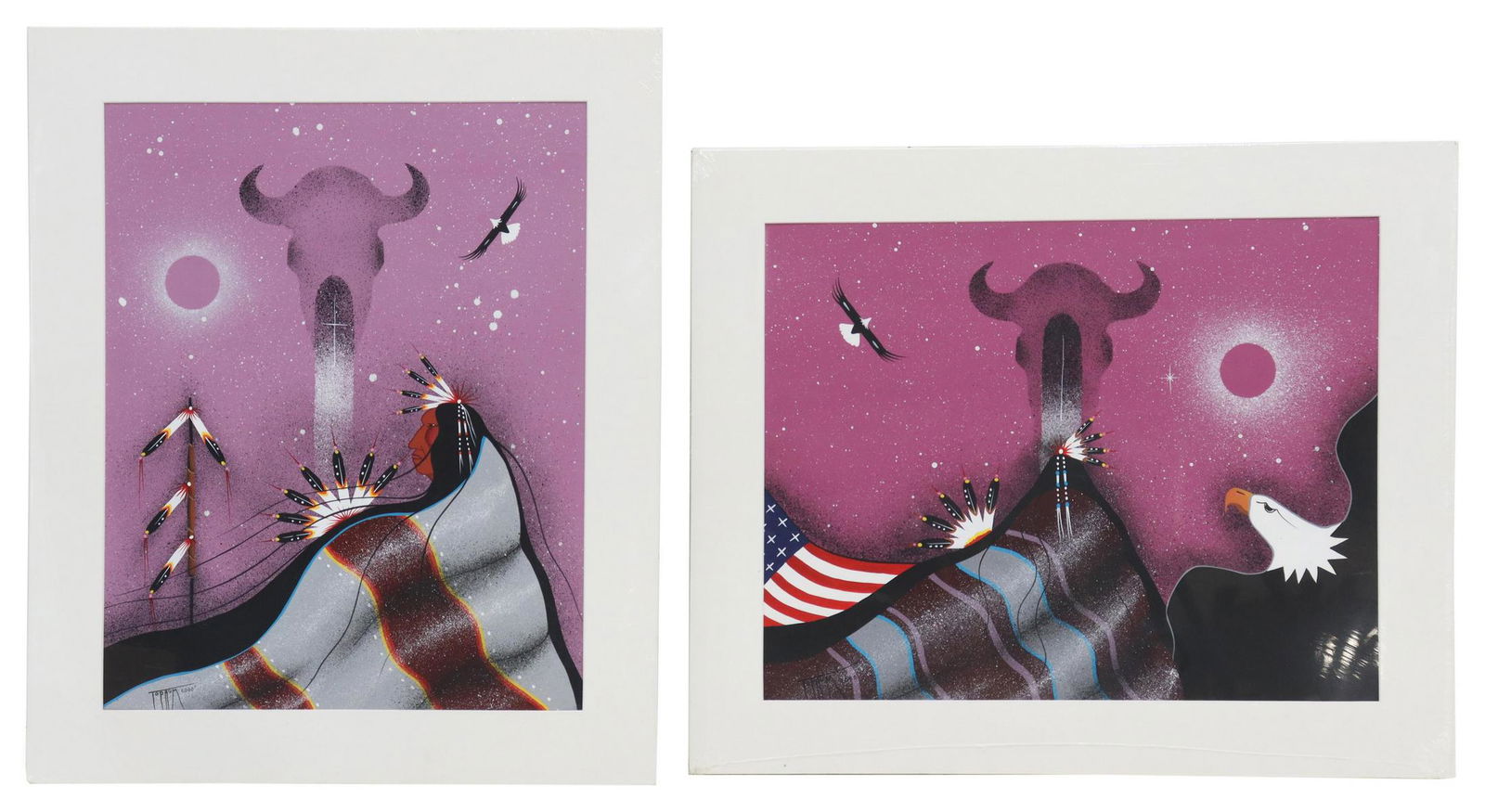 (2) GROVER TOPAUM KIOWA NATIVE AMERICAN PAINTINGS Barnebys