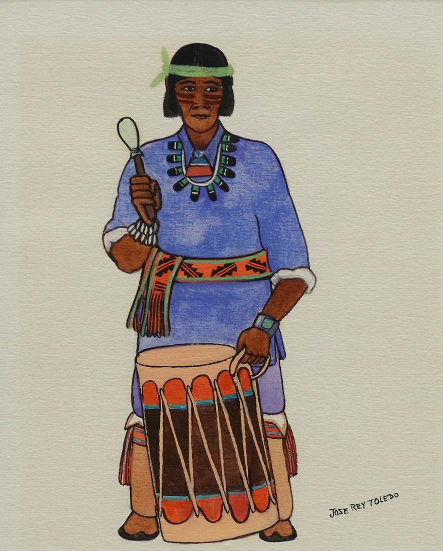 JOSE REY TOLEDO (1915-1994) JEMEZ PUEBLO DRUMMER (1 of 5)
