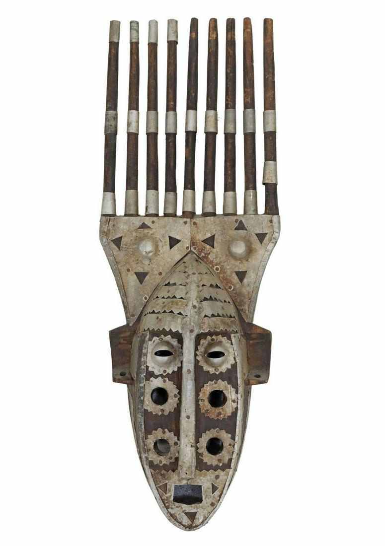 WEST AFRICAN MALI METAL-MOUNTED NTOMO MASK (1 of 3)