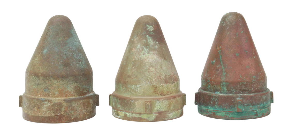 (3) WWII USN ARTILLERY SHELL FUZE COVERS Oct 23, 2021 Austin