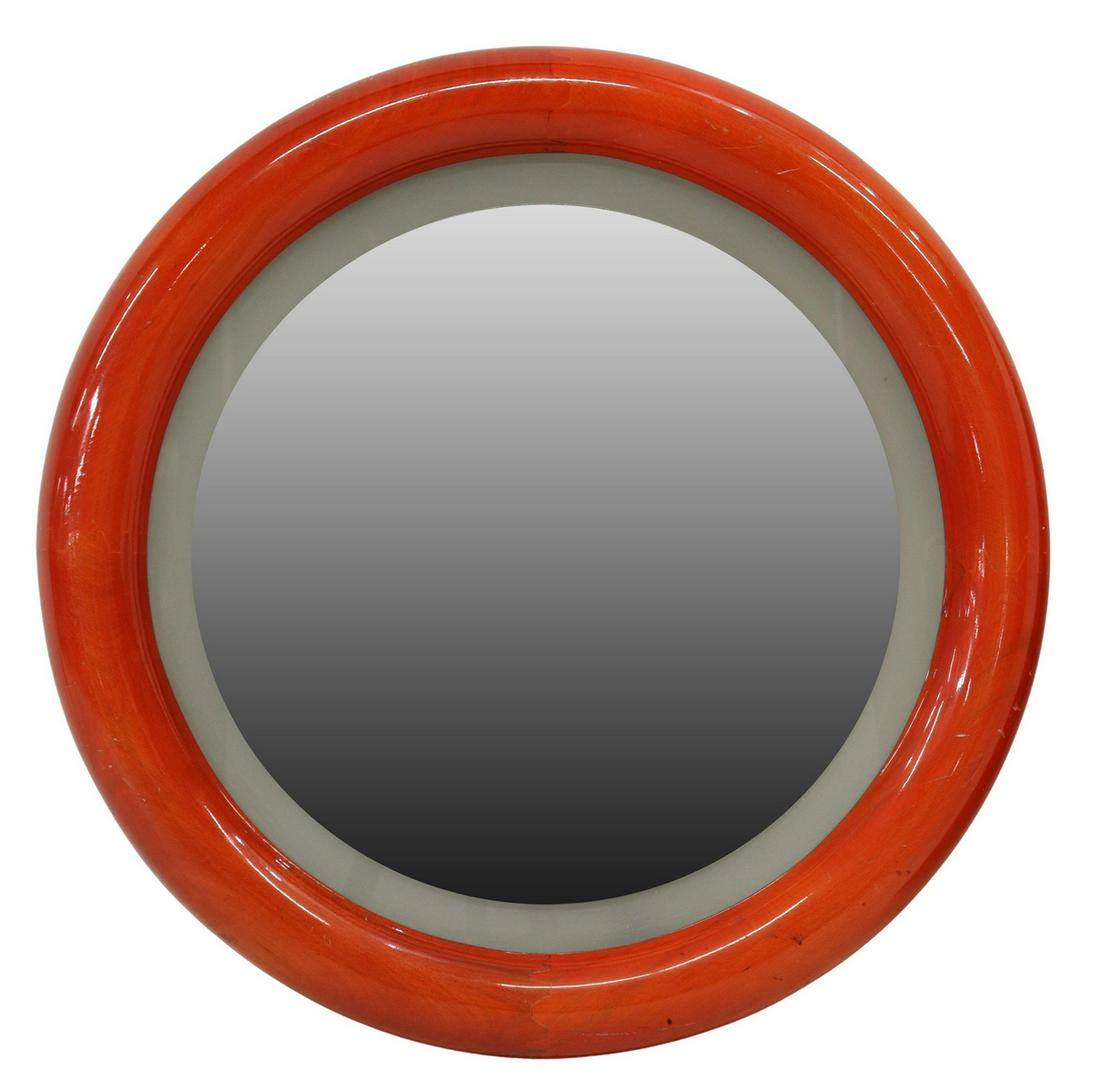 ITALIAN MODERN RED CIRCULAR WALL MIRROR (1 of 3)