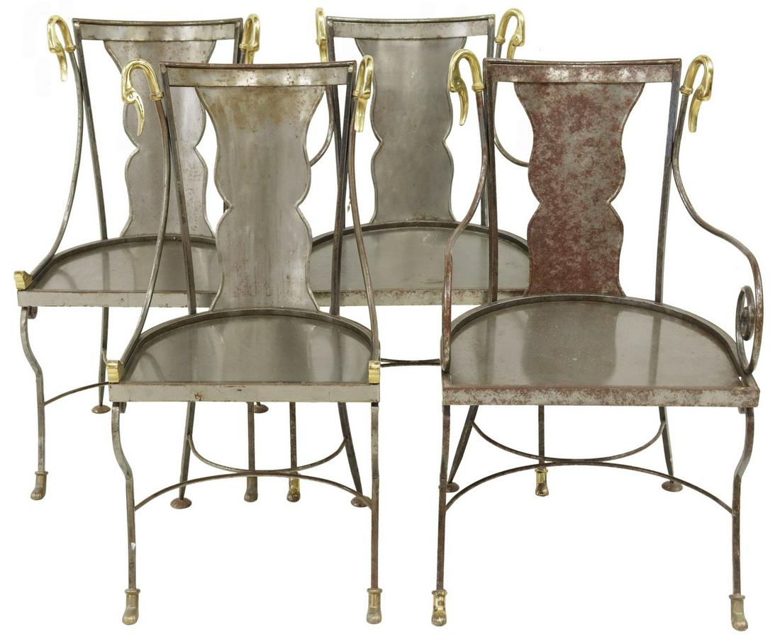 (4) MAISON JANSEN STYLE IRON SWAN'S HEAD CHAIRS (1 of 4)