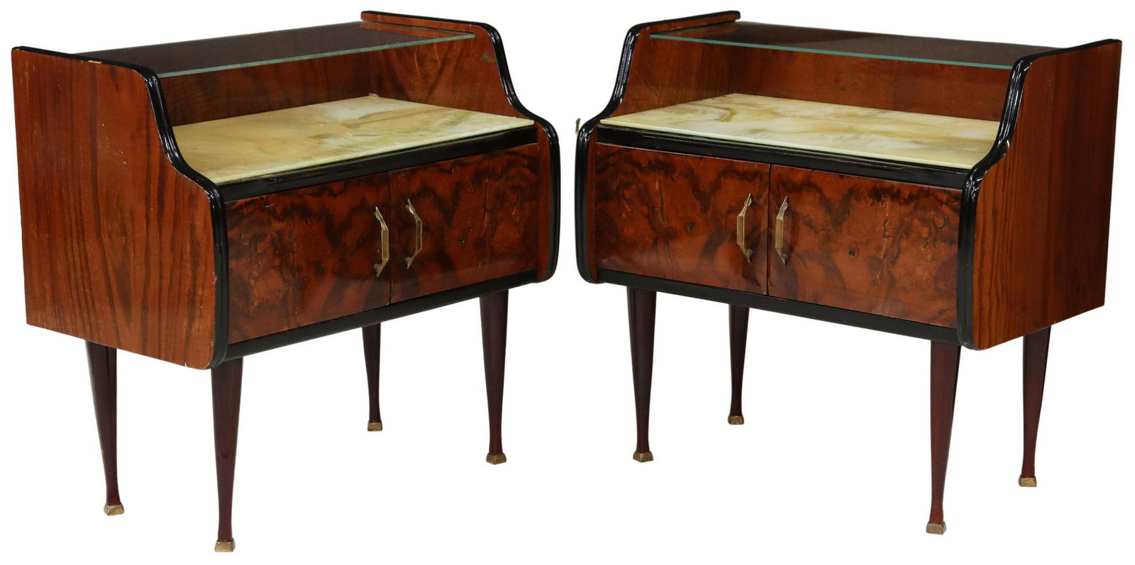 (2) ITALIAN MID-CENTURY BURLWOOD BEDSIDE CABINETS (1 of 5)
