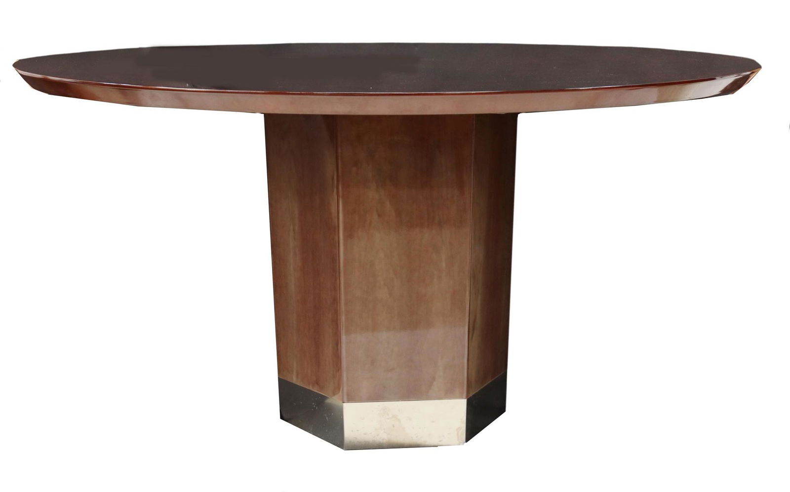 MODERN MAHOGANY FINISH CENTER TABLE, 60"DIAM (1 of 2)