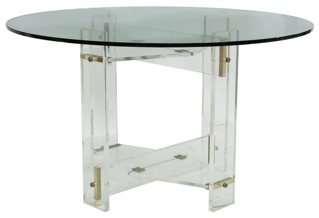 MODERN GLASS-TOP ACRYLIC DINING OR CENTER TABLE (1 of 3)