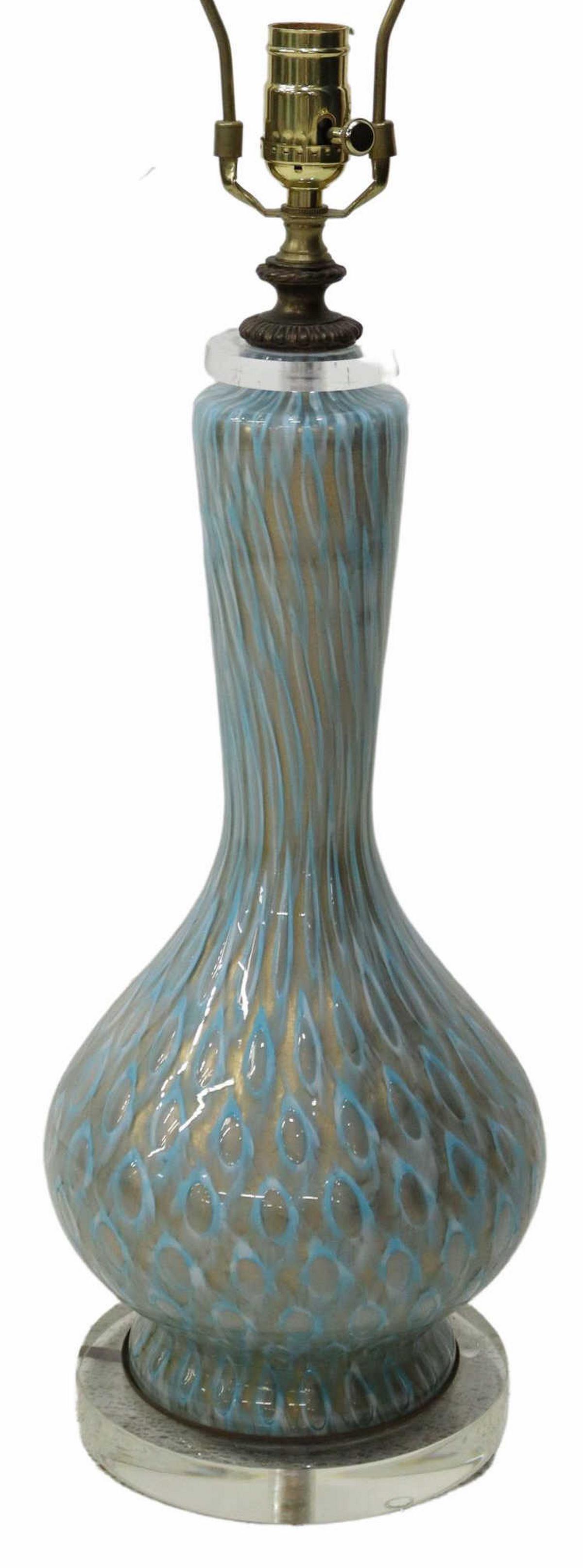 MODERN ART GLASS ACRYLIC BASE TABLE LAMP (1 of 3)