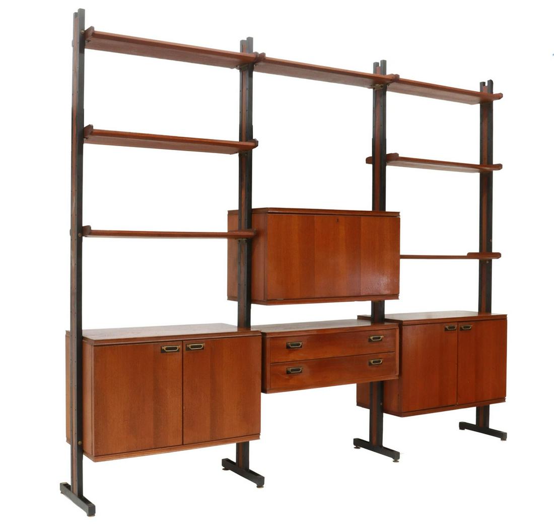 ITALIAN MID-CENTURY MODERN TEAK MODULAR WALL UNIT (1 of 3)