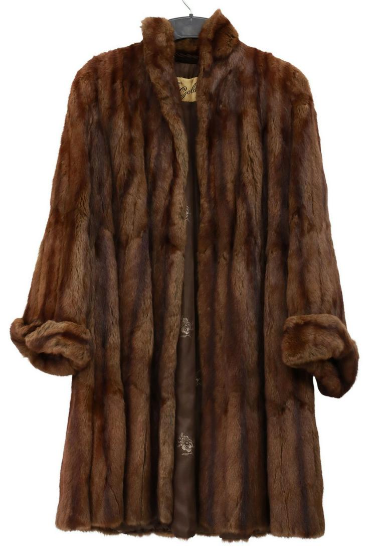 VINTAGE GOLDSTEINS FURS BROWN MINK COAT, 44"L (1 of 3)