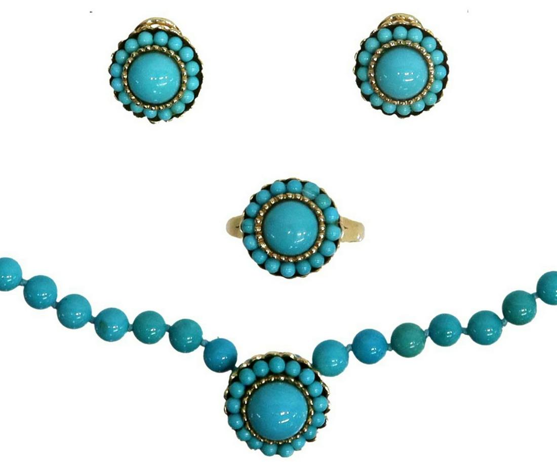 (SET) ESTATE 14KT YELLOW GOLD & TURQUOISE JEWELRY (1 of 9)
