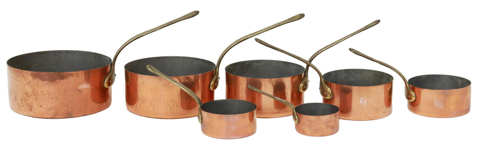 (7) FRENCH COPPER GRADUATED SAUCEPANS (1 of 3)