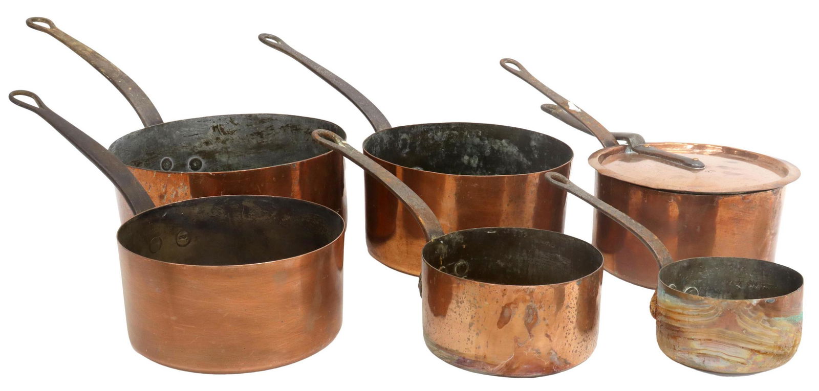 (6) FRENCH COPPER GRADUATED SAUCEPANS (1 of 7)