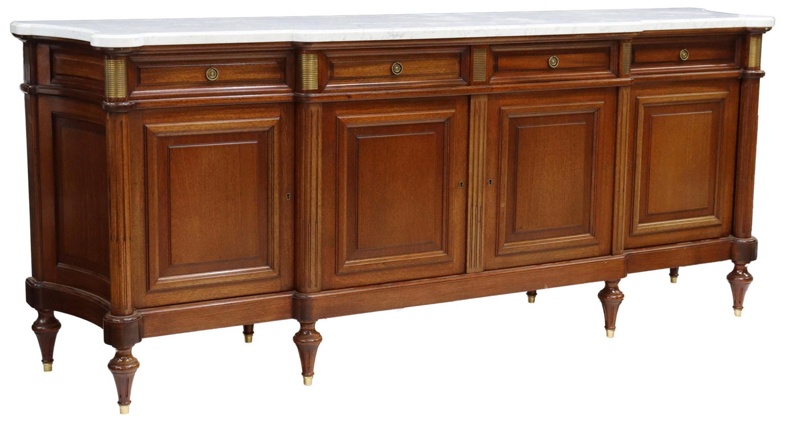 LOUIS XVI STYLE MARBLE-TOP MAHOGANY SIDEBOARD (1 of 7)