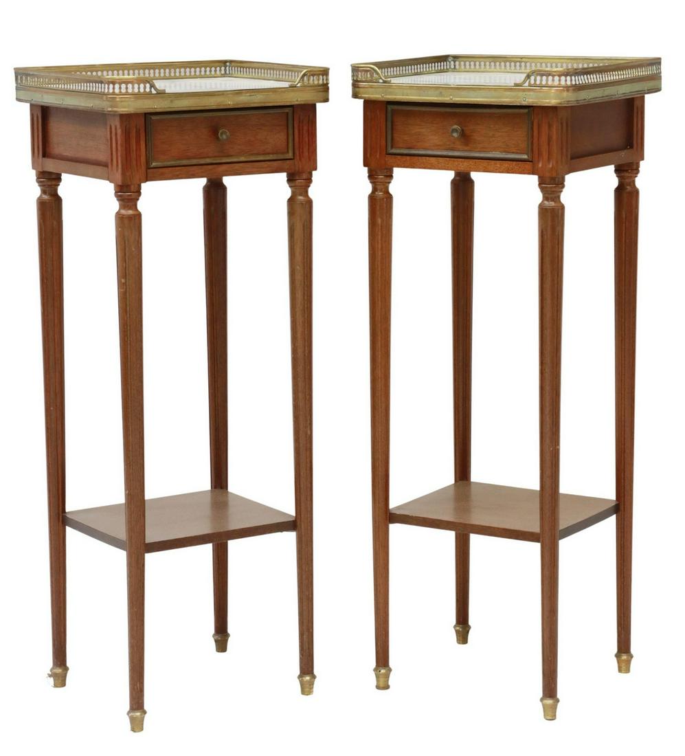 (2) FRENCH LOUIS XVI STYLE MARBLE-TOP NIGHTSTANDS (1 of 5)