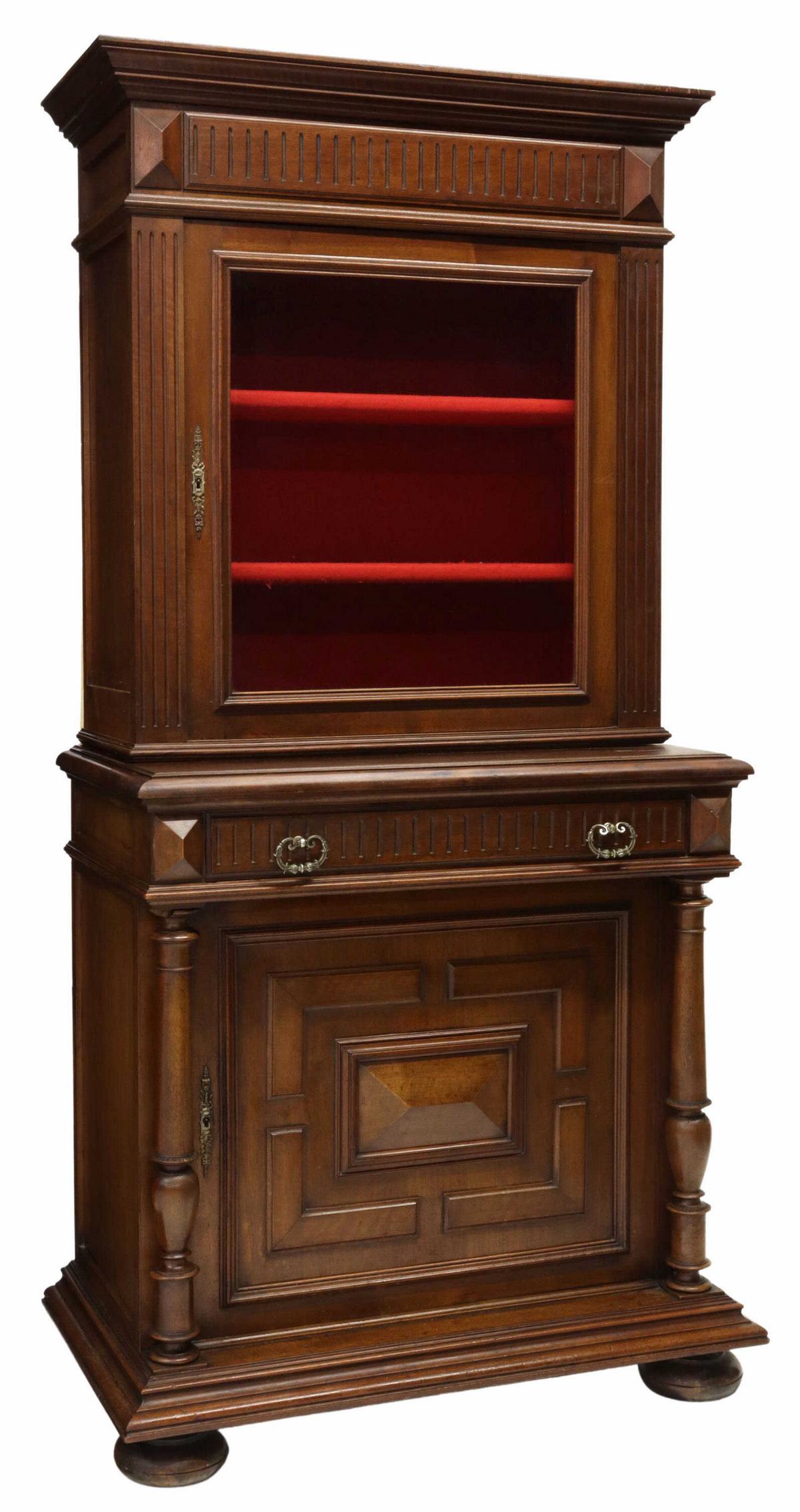 FRENCH LOUIS XIII STYLE WALNUT STEPBACK CABINET (1 of 4)