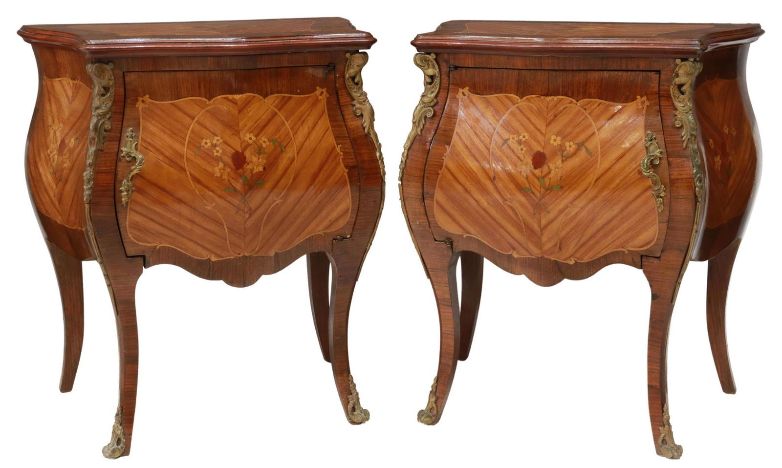 (2) LOUIS XV STYLE MARQUETRY BEDSIDE CABINETS (1 of 5)