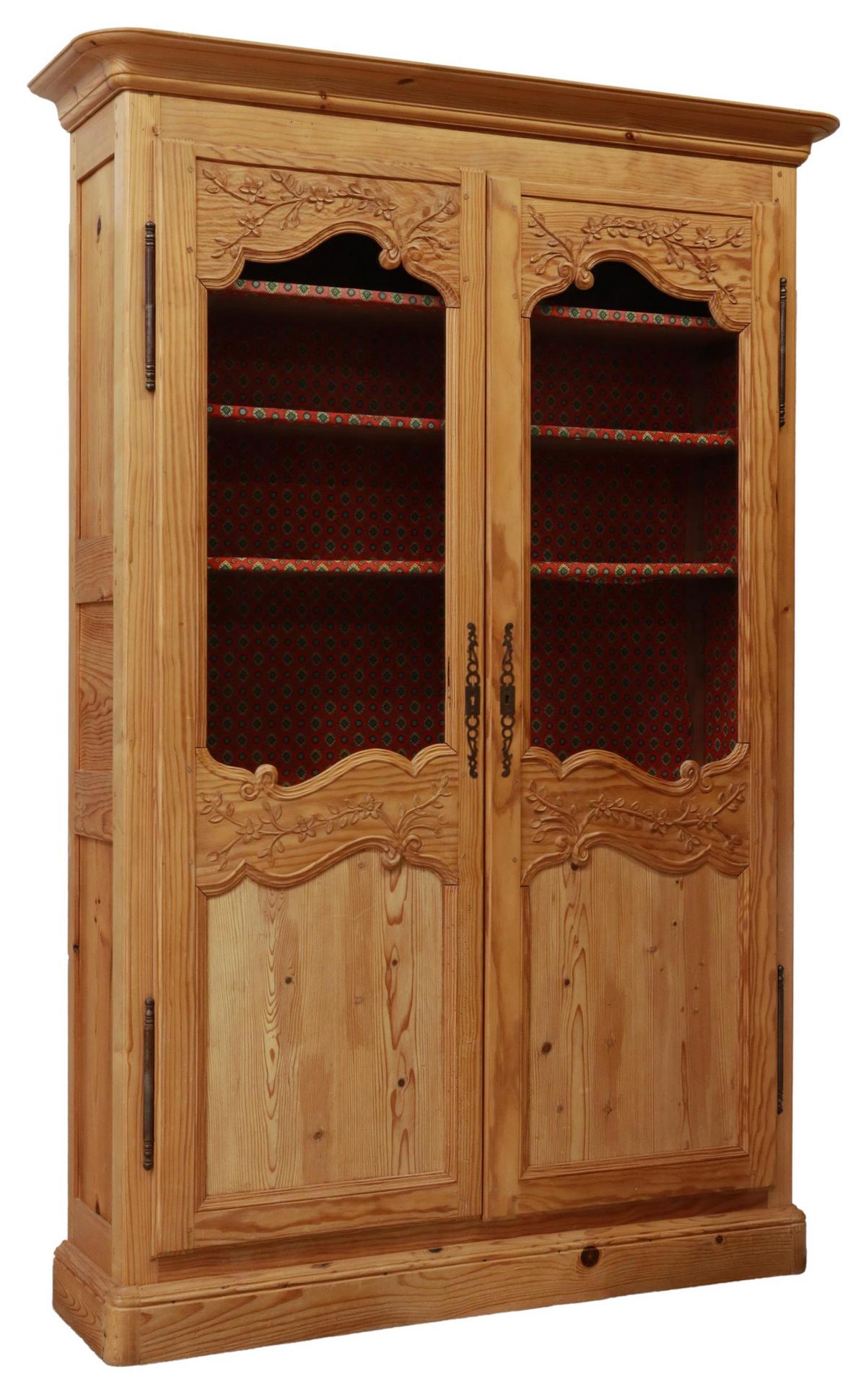 FRENCH PROVINCIAL CARVED PINE VITRINE BOOKCASE (1 of 4)