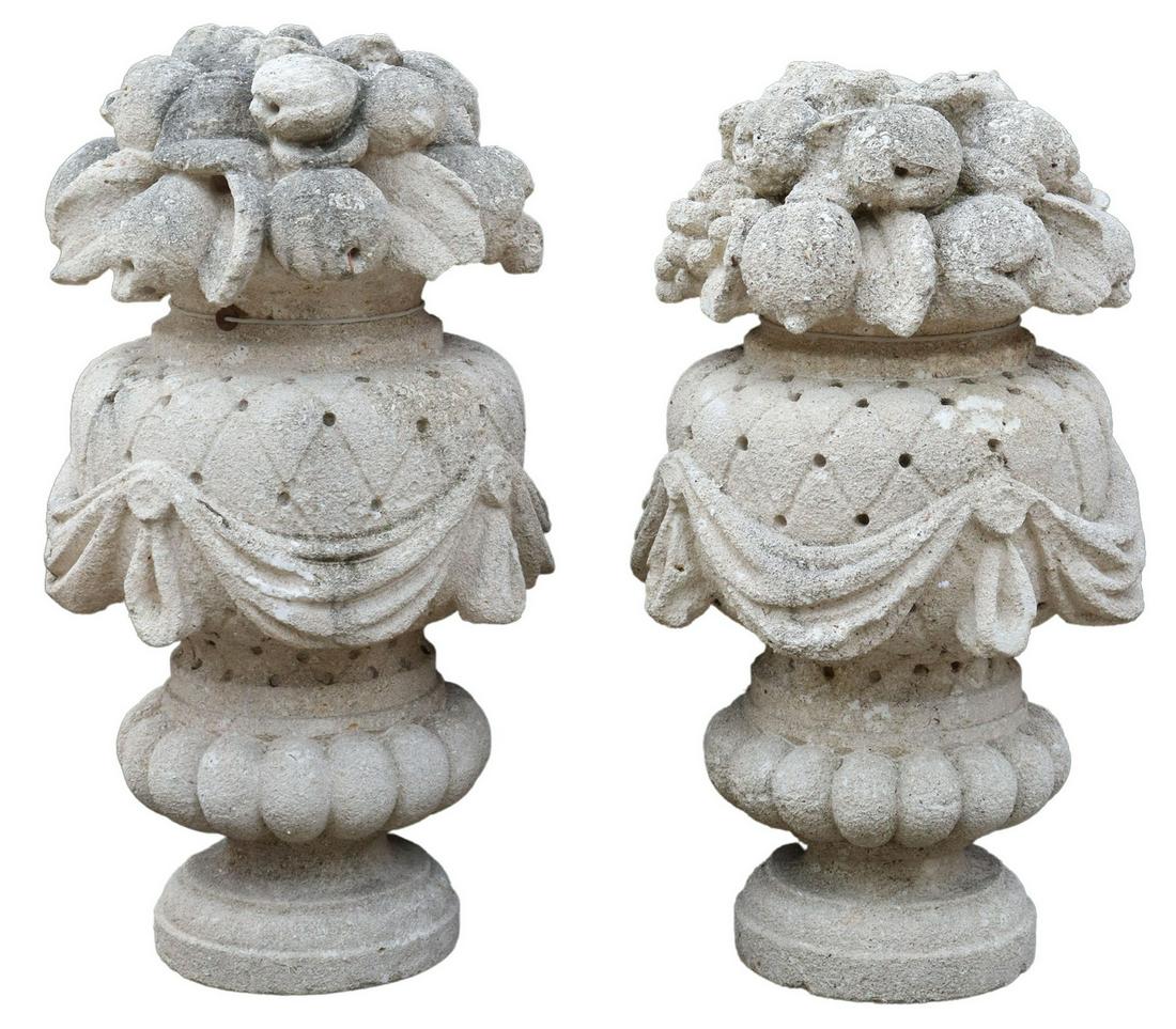(2) ARCHITECTURAL CAST STONE FRUIT PIERS (1 of 2)