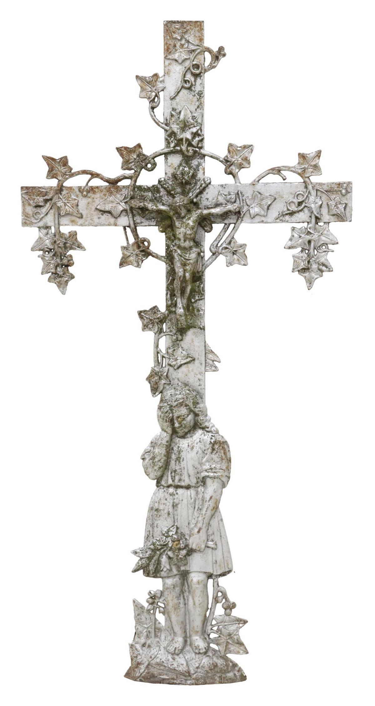 FRENCH CAST IRON CRUCIFIX CROSS, 19TH C. (1 of 4)