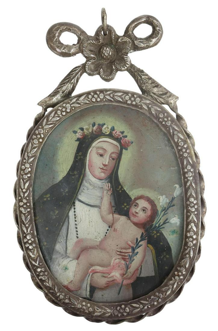 SPANISH COLONIAL DOUBLE-SIDED RELIQUARY PENDANT (1 of 2)