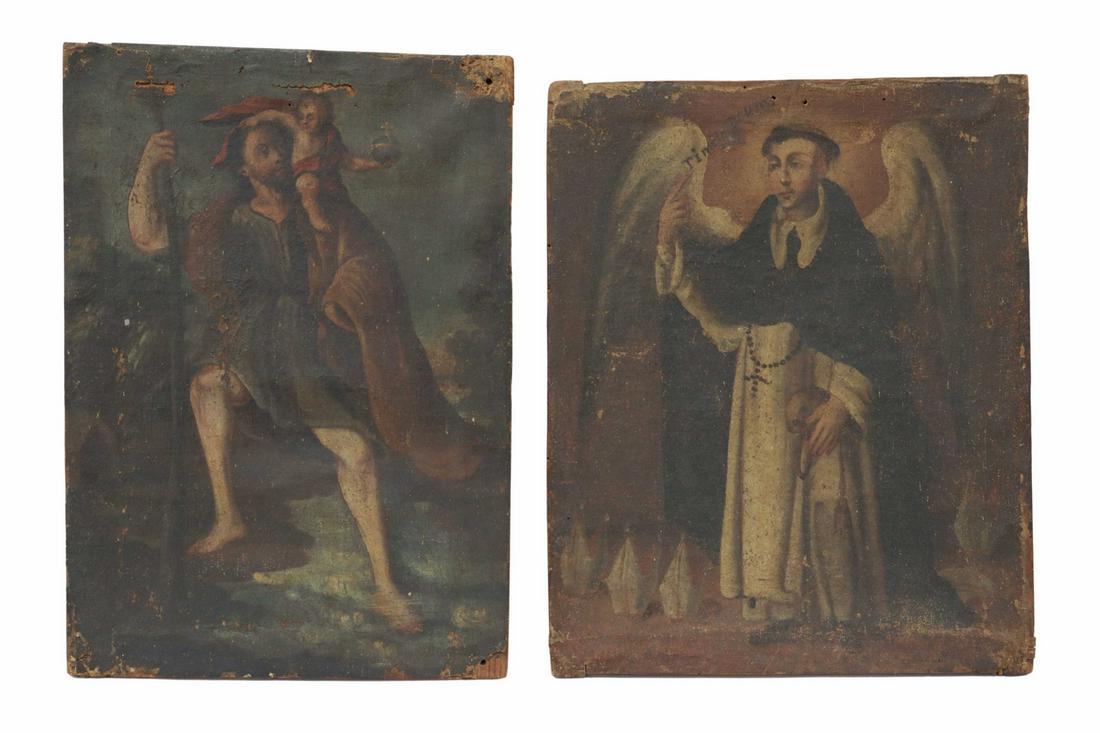 (2) PAINTINGS ST CHRISTOPHER & ST VINCENT FERRER (1 of 4)
