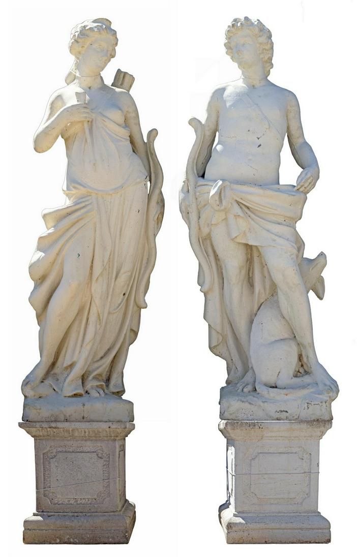 NEAR LIFE-SIZE CAST STONE STATUARY DIANA & ACTAEON (1 of 2)