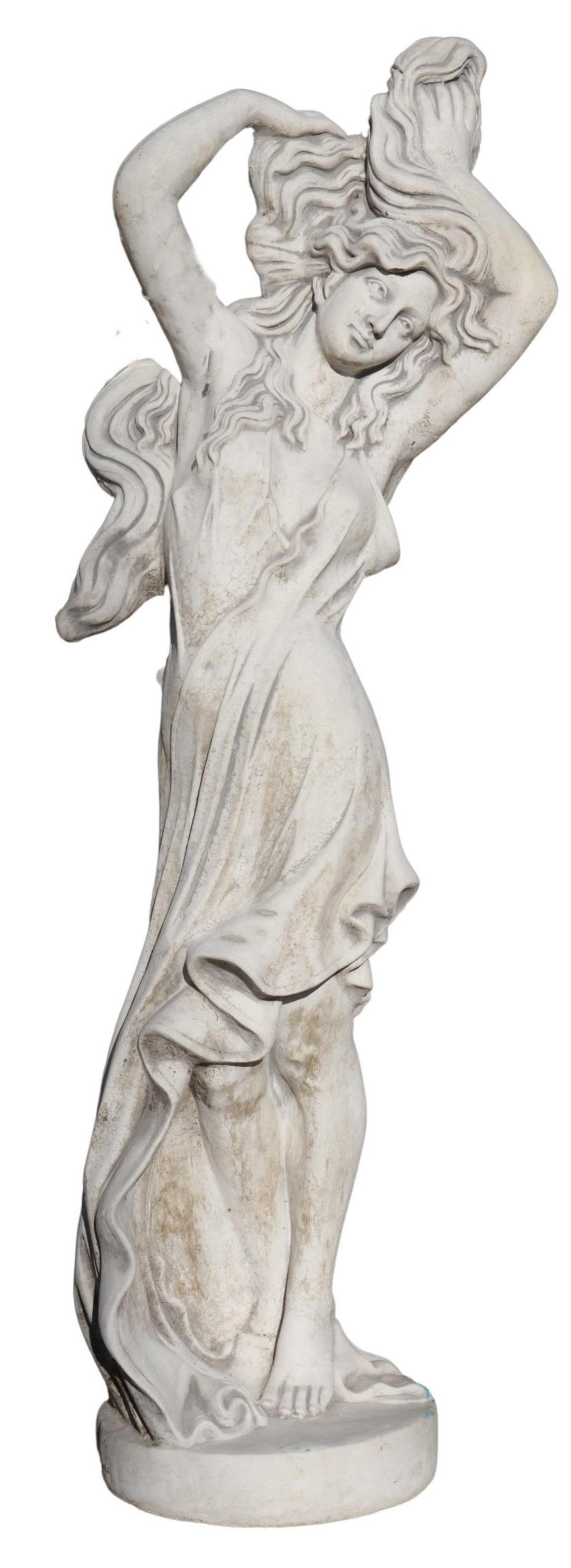 NEAR LIFE-SIZE CAST STONE GARDEN FIGURE MUSE, 61"H (1 of 2)