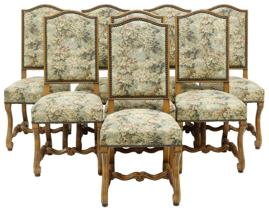 (8) FRENCH LOUIS XIV STYLE WALNUT DINING CHAIRS (1 of 3)
