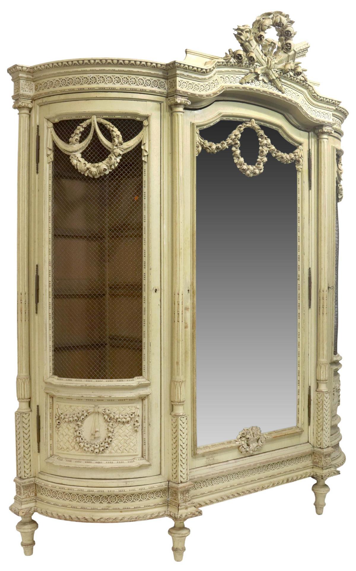 FRENCH PAINTED LOUIS XVI STYLE MIRRORED ARMOIRE (1 of 6)