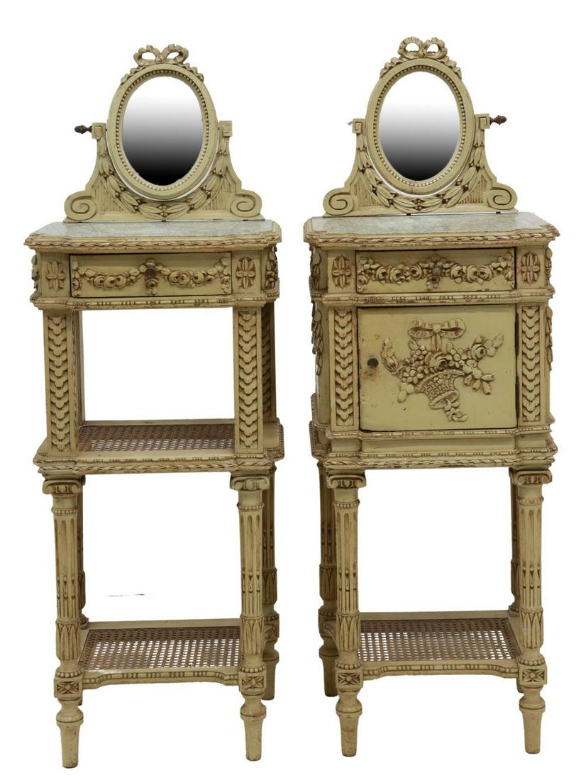 (2) FRENCH LOUIS XVI STYLE PAINTED NIGHTSTANDS (1 of 6)
