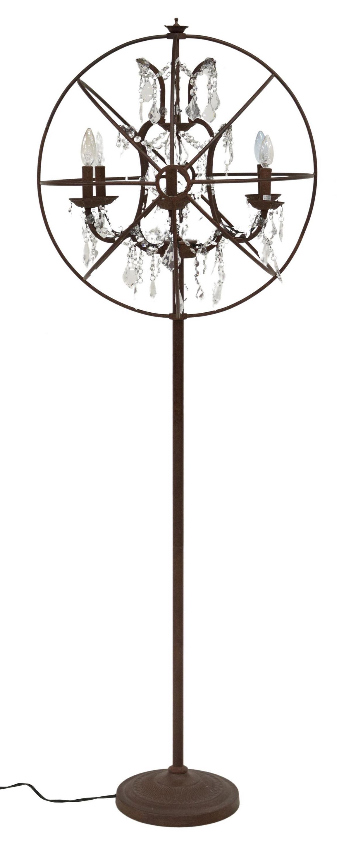 CONTEMPORARY IRON & CRYSTAL SPHERE 6-LT FLOOR LAMP (1 of 4)