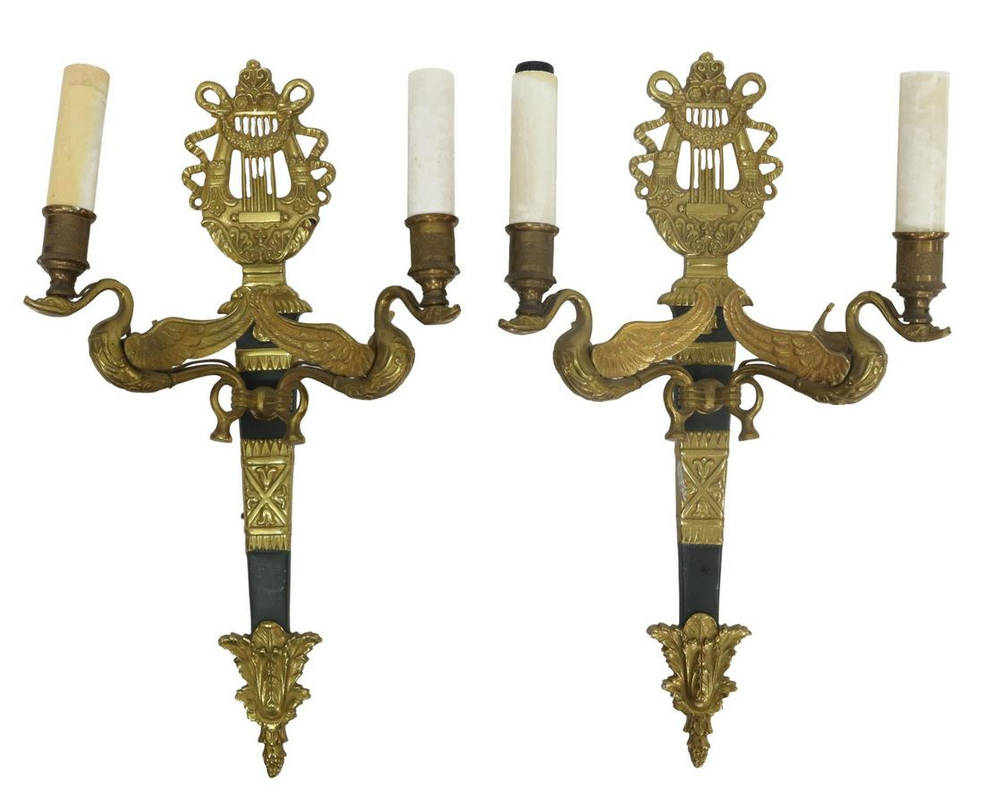 (2) FRENCH EMPIRE STYLE TWO-LIGHT SCONCES (1 of 2)